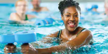 woman taking a water exercise class