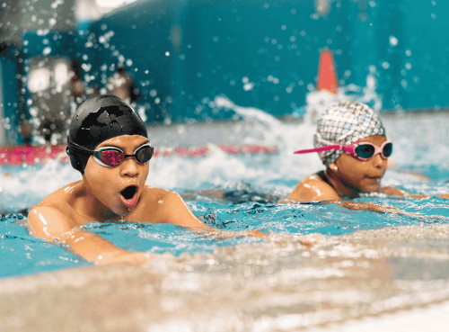 Children participating in swim lessons