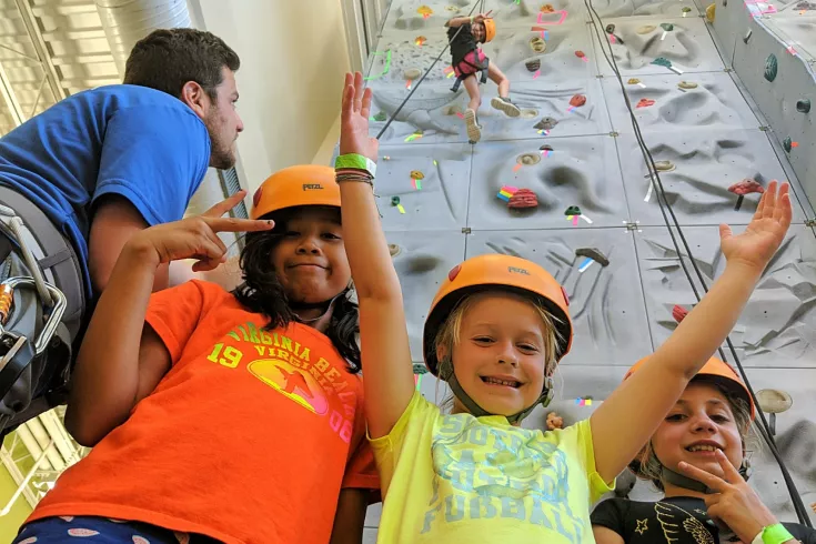 Rock wall climbing at the Y 