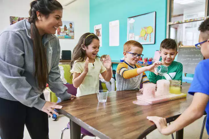 Kids doing a science experiment