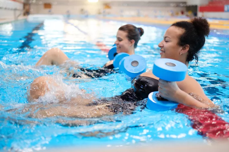 Two women in the pool