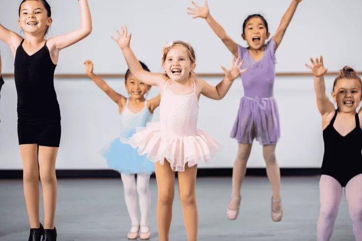 Happy children in ballet class
