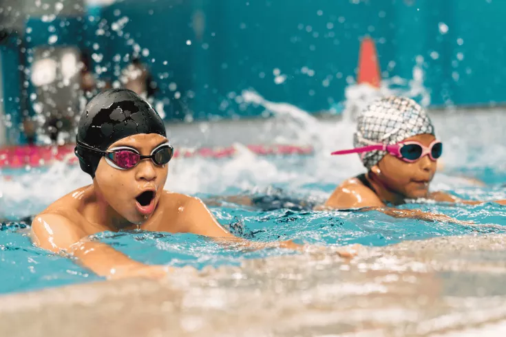 Children participating in swim lessons