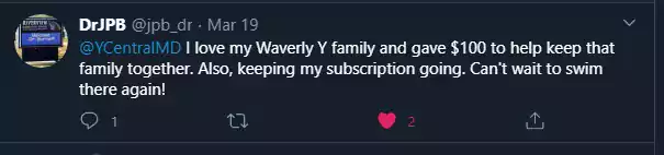 Photo of a Twitter post in support of the Y.