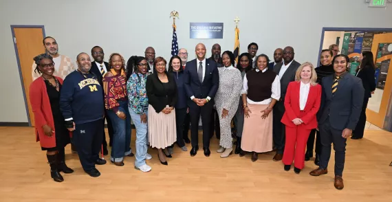 Governor Wes Moore at Weinberg Y with ENOUGH grant recipients 