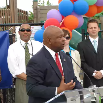 Elijah Cummings speaks at the ribbon cutting of Our Playground at Stadium Place