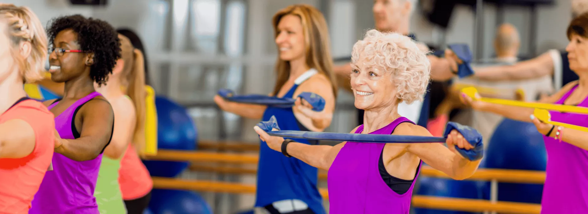 Exercise class with bands