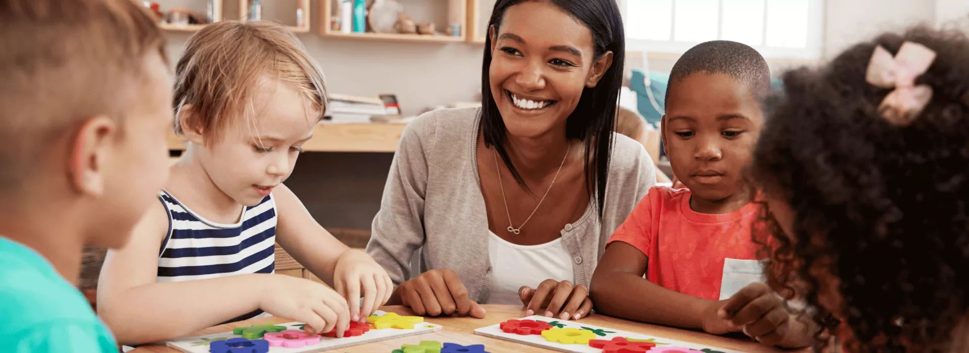 Teacher with students